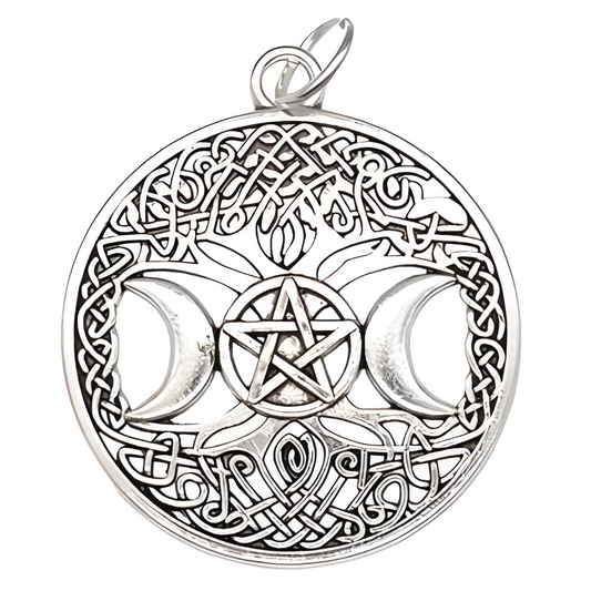 Tree of Life Triple Moon Pentagram Amulet